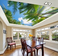 3D Coconut Tree ZHU1075 Ceiling Wall Paper Wa...