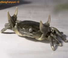 TONGSHIFU Vintage Brass Crab Pen Rest Brush Stand Holder Office Desk Decoration