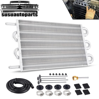 6-Row Aluminum Remote Oil Cooler Kit With 6AN Fittings - Black Powder Coat