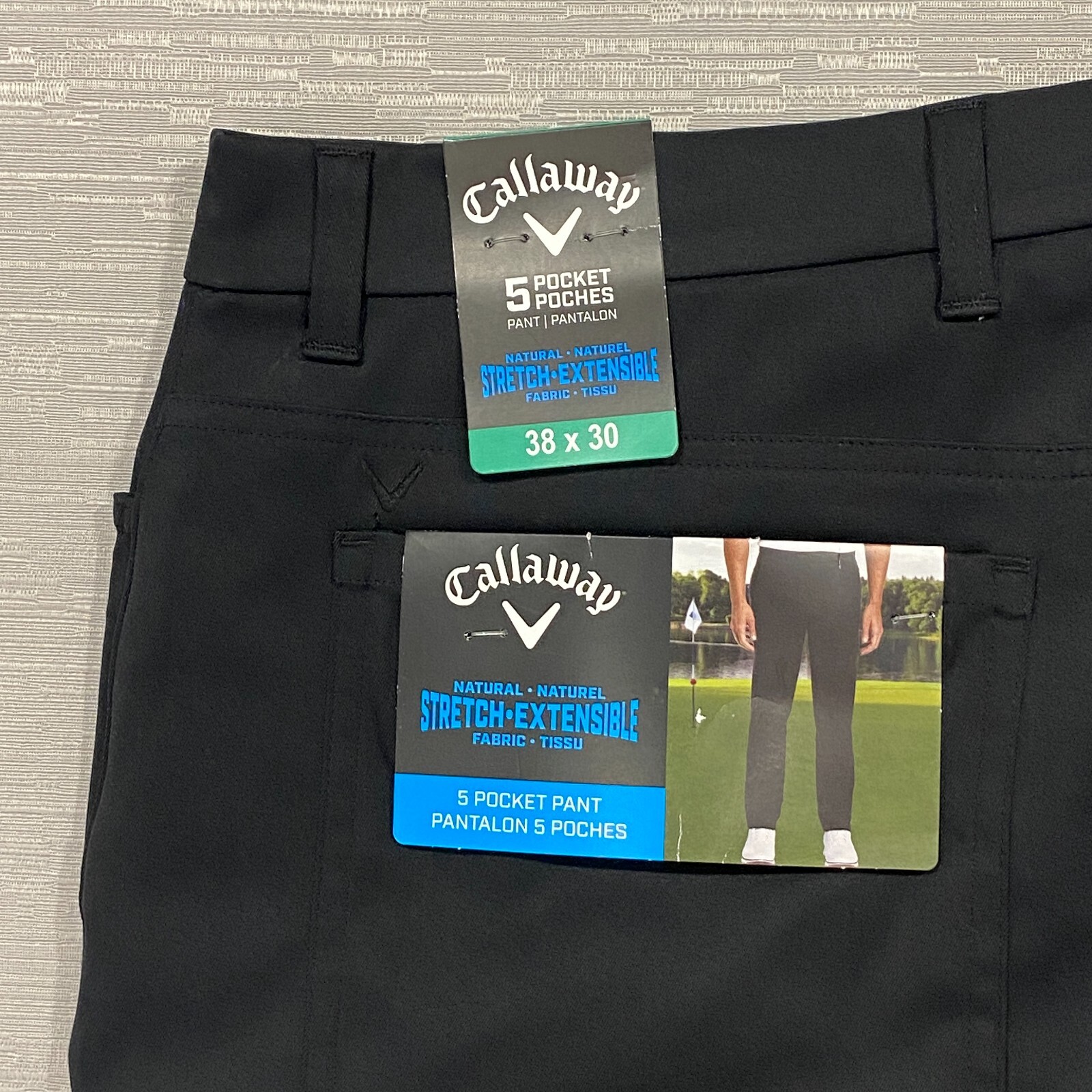 Callaway Slim Fit Golf Pants Men's Size 38 X 30" Black Stretch Comfort