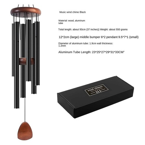 37 Inch Metal Tubes Windchime 6 Rods Wind Bell New Aluminum Wind Chimes Garden - Picture 9 of 13