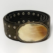 Vintage Soussan Designs Morocan Leather Belt Hook Closure Studded Western Style