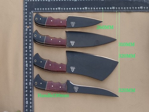 Custom Hand Forged Carbon Steel Chef knives set kitchen knife With Leather Roll - Picture 3 of 10