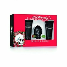Ed Hardy Skulls  Roses Fragrance Set - EDT 2.5 OZ, H B Wash - Balm 3.0 FL OZ