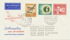 BUNDESREPUBLIK 1958 Erstflug Dt.Lufthansa "FRANKFURT - PORTO ALEGRE, Brasilien"