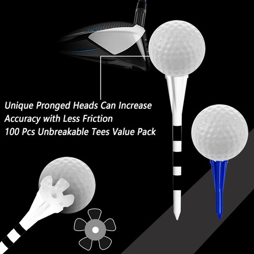 Golf Tees Plastic 3 1/4 2 3/4 1 1/2 Unbreakable 80 Driver Tees with 20 Iron Tees - Picture 51 of 84