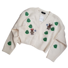 Disney Christmas Tree Gingerbread Mickey Minnie Mouse Embroidered Cardigan 3X