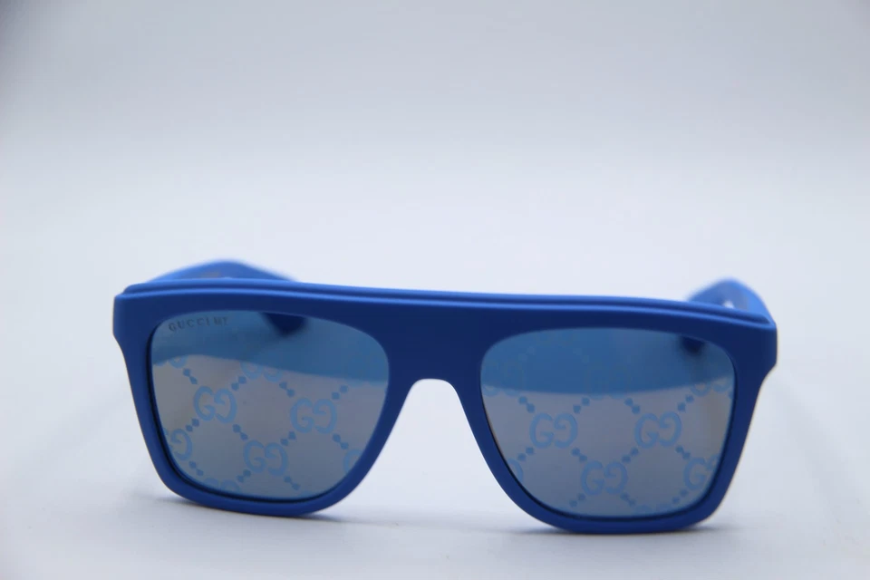 NEW GUCCI GG 1570S 004 BLUE MIRRORED XL AUTHENTIC FRAMES SUNGLASSES 57-18 - Image 3 of 4
