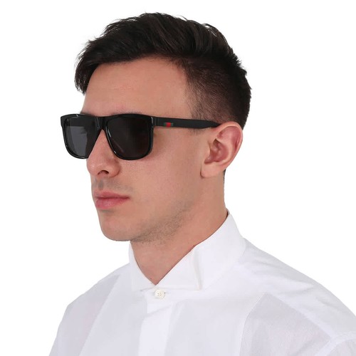 Gucci Grey Square Men's Sunglasses GG0010S 001 58 GG0010S 001 58