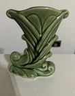 Vintage MCM Shawnee Green Glaze 4 7/8" Cornucopia Pottery Vase USA 835