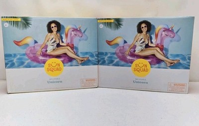 2x Sun Squad Pink Unicorn Pool Swim XL Inflatable Tube Float 76.5'' x 33''