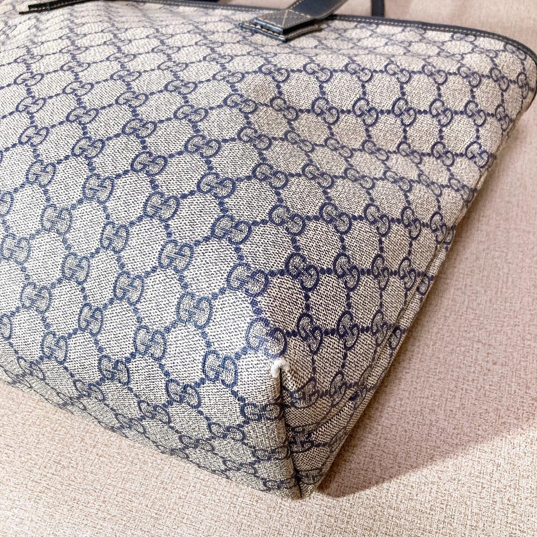 GUCCI GG Tote Hand Bag Ziplock Leather PVC Beige Black Silver Hardware Japan thumbnail 13