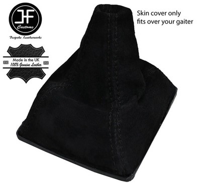 SCHWARZE DOPPELNÄHTE PASSEND FÜR SAAB 93 9-3 SS 2003+ GEAR GAITER ECHTES SCHWARZES WILDLEDER