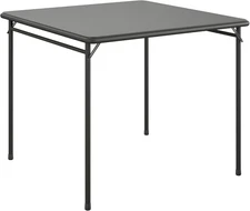34" Square Vinyl Top Folding Card Table, Black