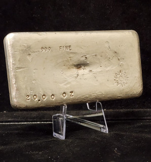 Vintage 20.00 oz AW / Alexander & Westerfeld Aztec Sun Poured Silver Ingot Bar