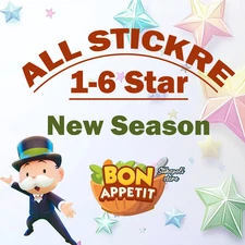 Monopoly Go 1🌟- 6🌟Star Stickers (All Available) CHEAPEST！SUPER FAST🚀24/7