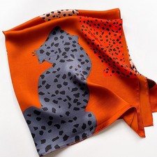 100 Silk Scarf Women Fashion Leopard Pattern Kerchief Square Bandana Wrap 68cm