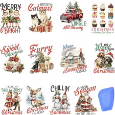24 Sheets Vintage Christmas Rub On Transfers for Crafts, Rub On Transfers Christ