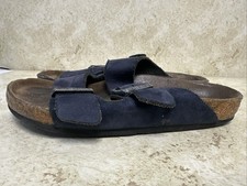 Birkenstock Womens Arizona Leather Soft Footbed Navy Slide Sandals EU 37/US 6