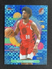 Scoot Henderson 2025-26 Topps Finest Uncommon Blue X-Fractor Base /75 #187