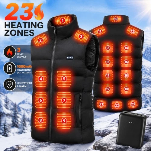 Heated Vest 23 Heating Zones With 10000mAh Battery Pack Electric Heating Vest - product listing photo