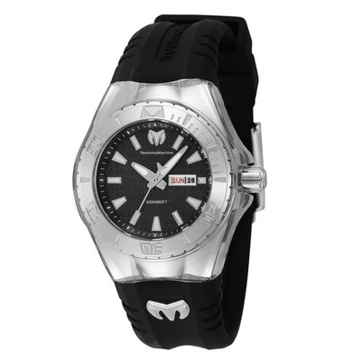 Authentic TechnoMarine TM-122015 Quartz Watch Black Dial Silicon 36.5mm Lady