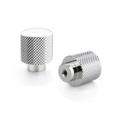 6 Pack Knurled Brushed Chrome Cabinet Knobs Round Drawer Knobs Solid Brass Dr...