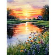 Landscape Sunset Paint by Numbers for Adults 16x20 Inch DIY Canvas Art Kit 1