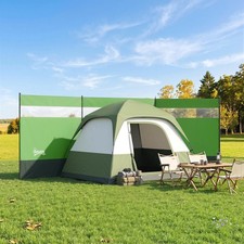 5 Pole Camping Windbreaks with Clear Windows, 725 x 140cm, Grey