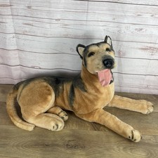 Vintage Large realistic German Shepherd plush toy Stuffed Animal Glass Eyes 30