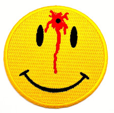 Smiley Face With Bullet Hole Blood Iron On Sew On Embroidered Patch 3"x3"