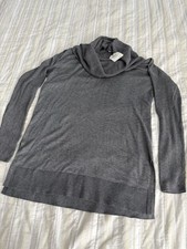 NWT Medium Caslon mock neck sweater heather grey Retail 68 Wool Viscose Blend