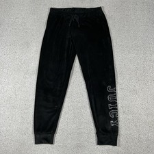 Juicy Couture Joggers Womens S Black Velour Rhinestone Y2K Sweatpants Bottom