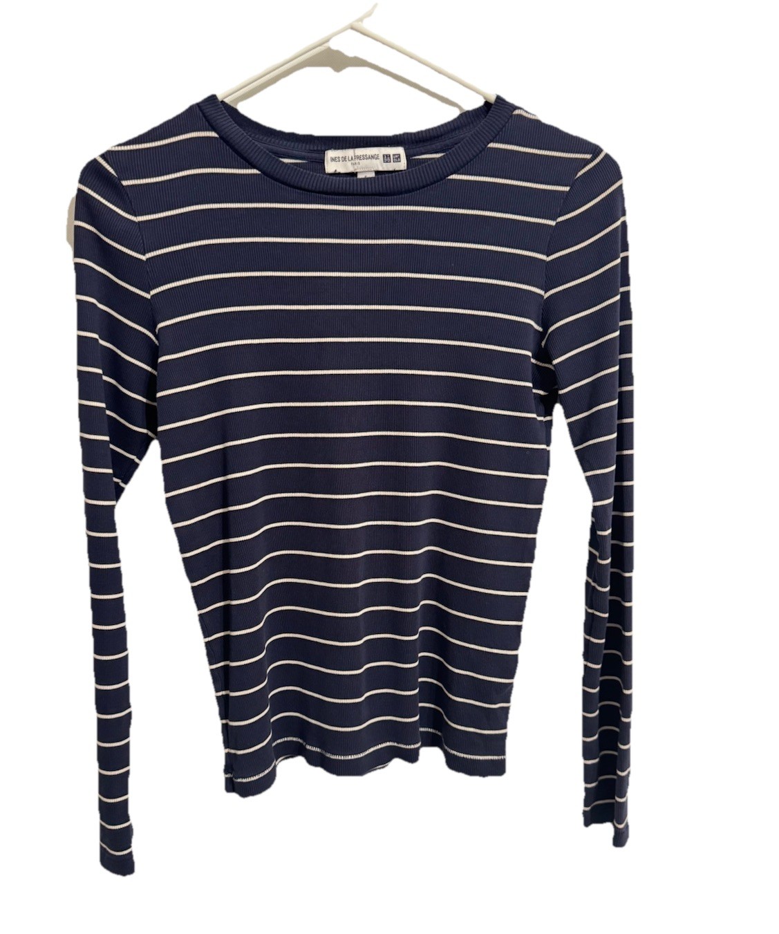 Ines de la Fressange X Uniqlo Sz Small Women’s Navy Blue White Knit Pullover Top
