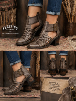 Freebird by Steven Blake Boots Womens 9 Brown Distressed Boho Strappy Leather