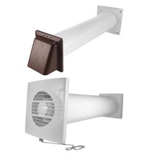 Through Wall Ventilation Kit, Pull-Cord Switch Fan with Brown External Vent
