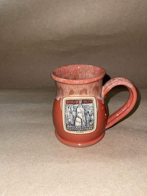 Deneen Pottery Bryce Canyon Park Utah Drip Coral Orange Cup Mug 2020 Handthrown