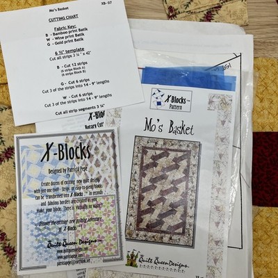 X Blocks Mo's Basket Quilt Kit Fabric & Pattern Partially Sewn Instructions