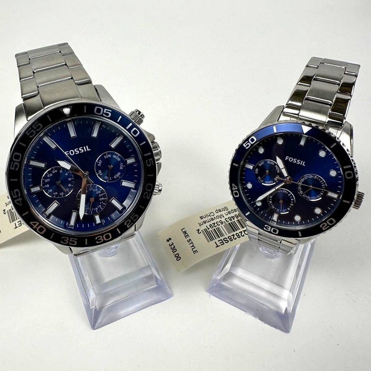 Fossil His and Hers Multifunction Stainless Steel Watch Box Set