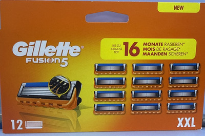 Neu Gillette Fusion 5 12 Klingen Packung NEU & VERSIEGELT 100 % ORIGINAL PORTOFREI UK Stahl