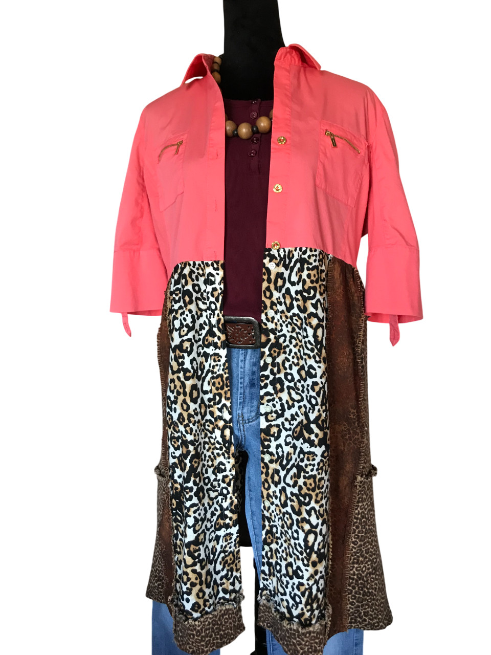 Upcycled Patchwork Duster Dress, Handmade Animal … - image 7