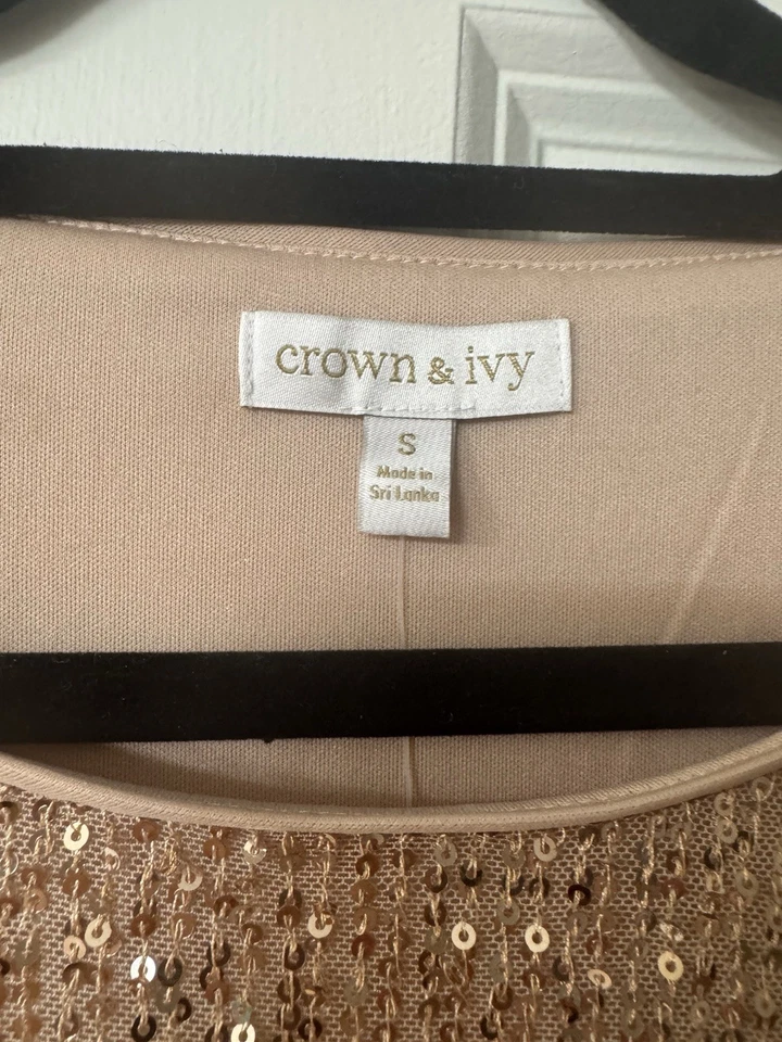 Vestido de lentejuelas doradas para mujer talla mediana Foto 2 de 2