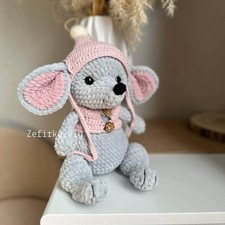 Handmade Mouse Crochet Toy, Amigurumi Plush Animal, Cute Gift