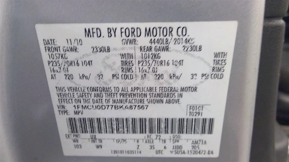 Fuse Box Engine VIN 7 8th Digit Fits 11-12 ESCAPE 1668558 - Изображение 4 из 4