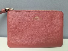 Coach Wristlet Leather Pink Pebble