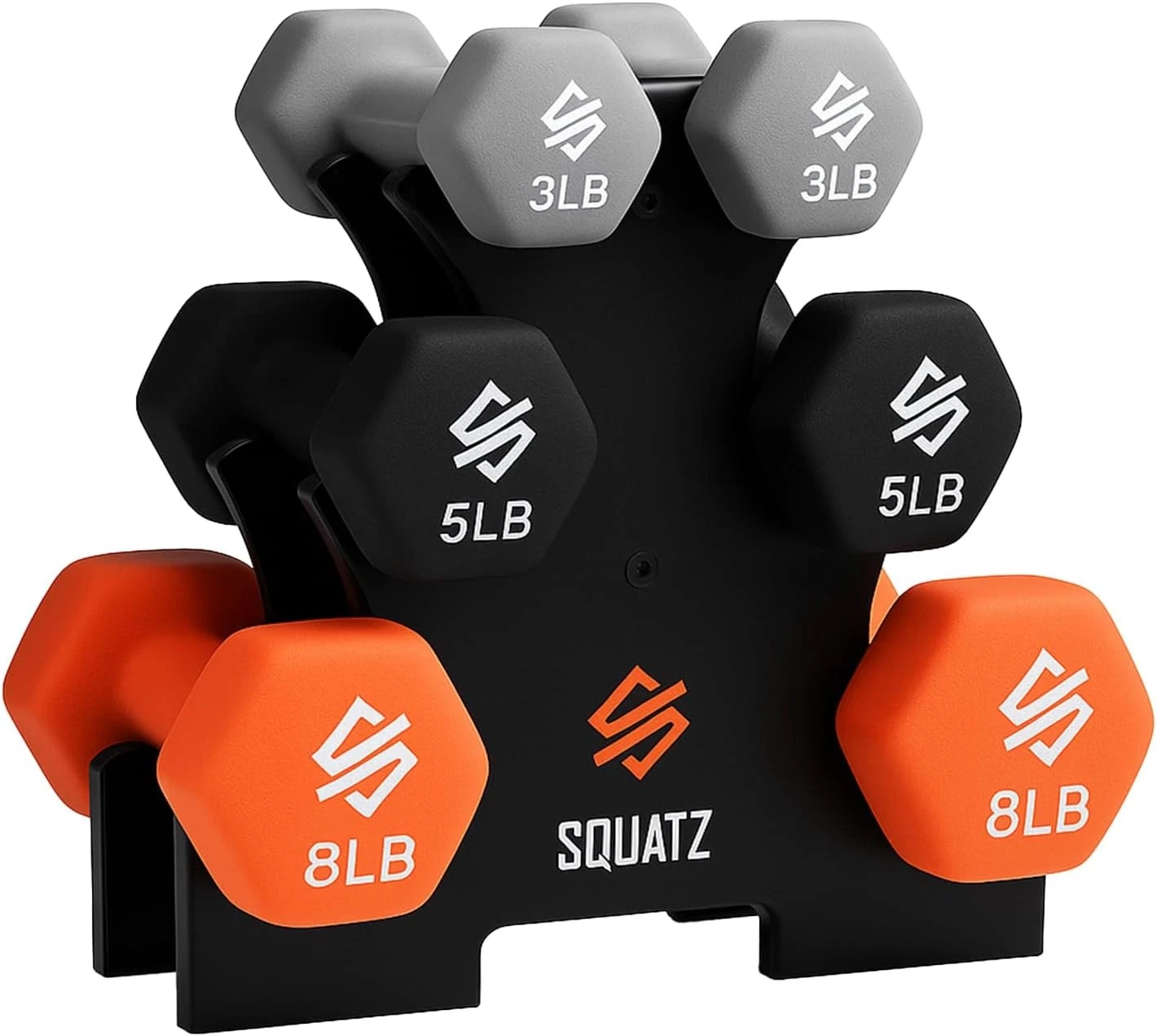 Non-Slip Cast Iron Dumbbell Weights Set W/ Stand 32 Pounds