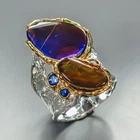 Jewelry ring 24 ct Natural Ammolite Ring 925 Sterling Silver Size 8 /R472994