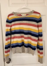 C & C California Cashmere Sweater Multicolor Stripes Rainbow Size M READ #P325