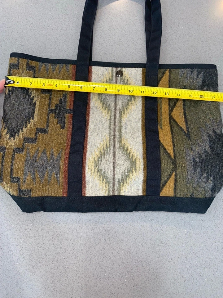 Шерстяная сумка-тоут Pendleton на кнопках, холщовая отделка и ручки, 18x12, Aztec, S.West, б/у в отличном состоянии - Изображение 4 из 4