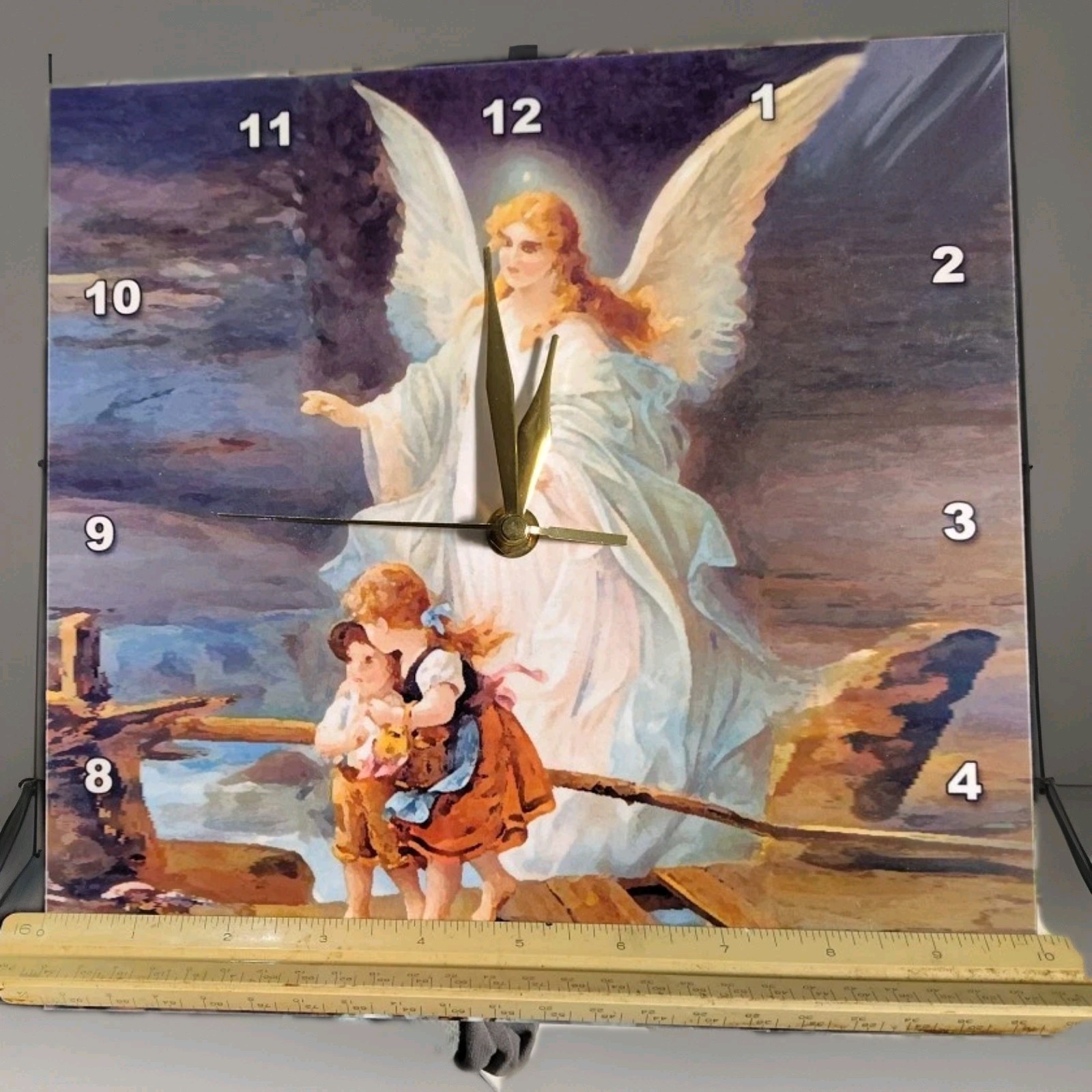 Vintage Metal Guardian Angel Wall Clock